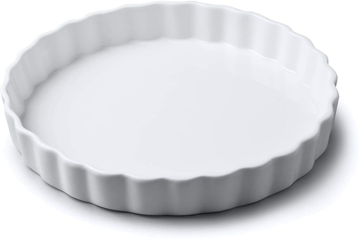 WM Bartleet & Sons - Traditional Porcelain Round Flan Dish, (24cm) – Premium Quiche and Tart Baking Dish - Made from 100% Porcelain – Classic Smooth Glazed Finish