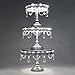 Amalfi Decor Cake Stand Set of 3 Pack with LED Lights, Dessert Cupcake Pastry Candy Plate for Wedding Event Birthday Party, Round Chargeable Metal Pedestal Holder, Silver