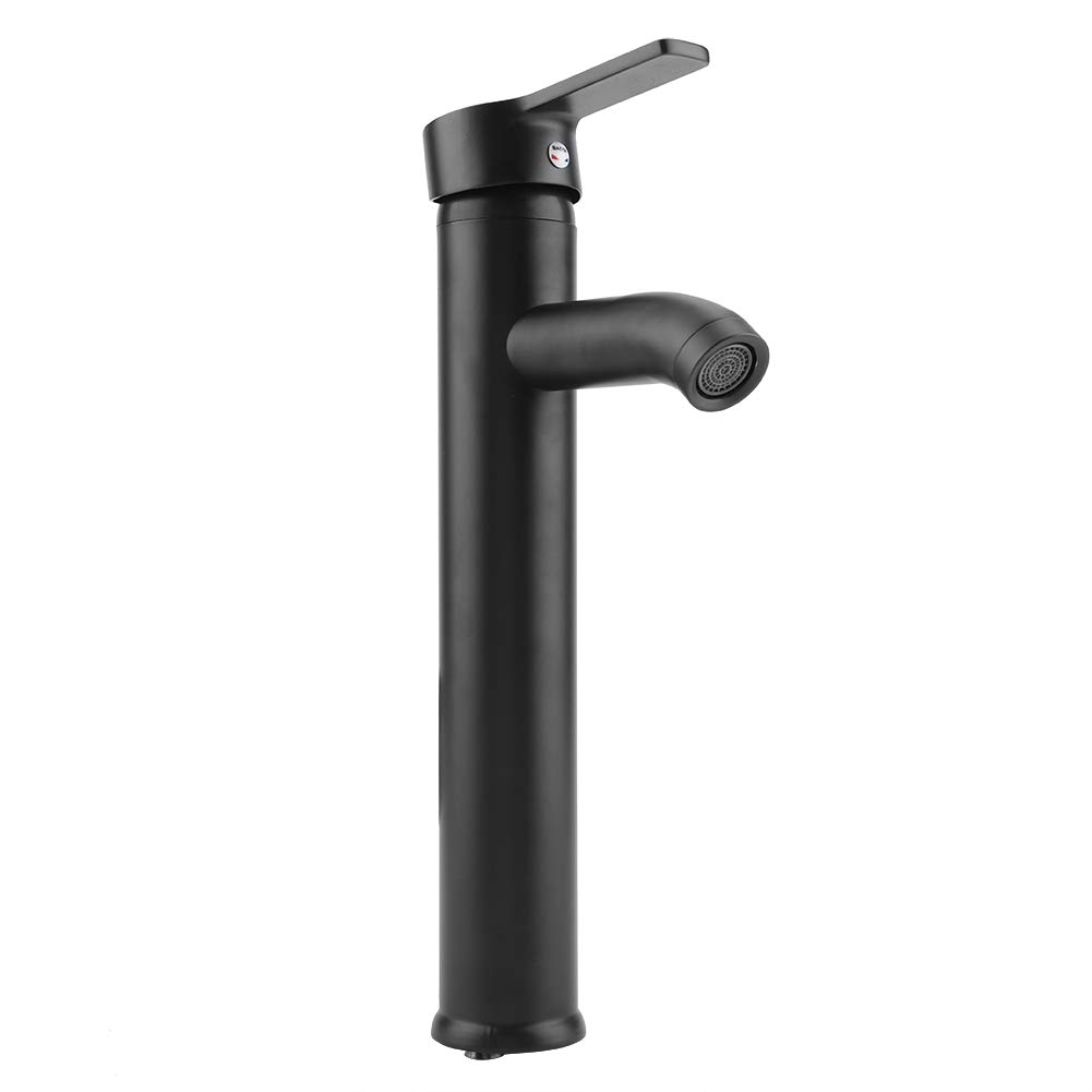 Stainless Steel Basin Mixer Tap Matte Black Leakage-Resistance Hot Cold Washbasin Sink Faucet Modern Single Handle Bathroom Sink Vessel Faucet with Soften Bubbler