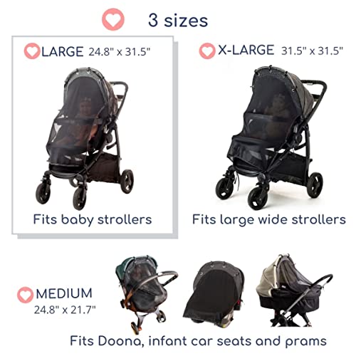 Sun Shade for Strollers (Large). Universal Adjustable SPF 30+ Sunshade