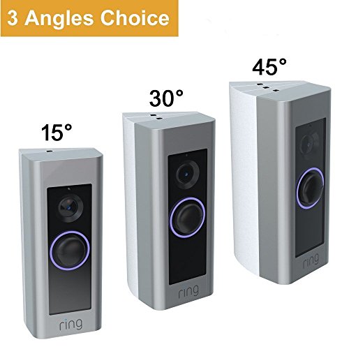 CAVN Angle Mount Compatible with Ring Video Doorbell Pro (Can Create 15/30 / 45 Degree), Replacement Adjustment Mounting Plate Bracket Wedge Corner Kit with Screwdriver and Screws (White)
