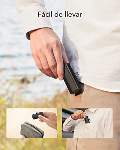 MOFIT Mini Power Bank Salida Tipo C Carga Rápida PD 22.5W Integrado Batería Portátil Banco de Energía 5000 mAh Compatible con los Celulares iPhone 16/15 Pro MAX Samsung Xiaomi Google,¡Idea de Regalo