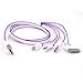 Turbold 4 in 1 Multi USB Charging Cable for iOS and Andriod Devices - 3-Feet - White & Purple