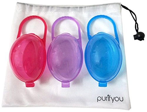 Pacifier Case: purifyou PurePouch BPA-Free Nipple Shield Case & Pacifier Holder, Set of 3, With Free Mesh Sack