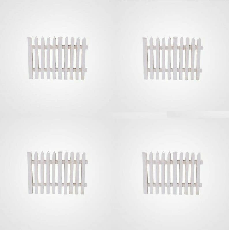Miniature World Set of 4 White Picket Fence Fairy Garden Decoration (MW03-021)