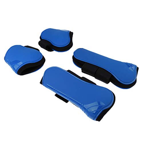 CUTICATE Horse Leg Boots Set of 4, Open Front Fetlock and Tendon Boots for Horses Pony - Impact-Absorbing and Breathable - Royal Blue