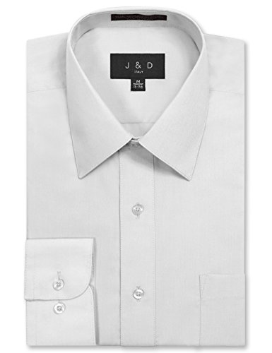 JD Apparel Men's Long Sleeve Regular Fit Solid Dress Shirt 17-17.5 N : 32-33 S White