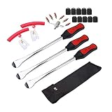 Dr.Roc Tire Spoon Lever Dirt Bike Lawn Mower Motorcycle Tire Changing Tools with Durable Bag 3 Tire Irons 2 Rim Protectors 1 Valve Core and Caps Set