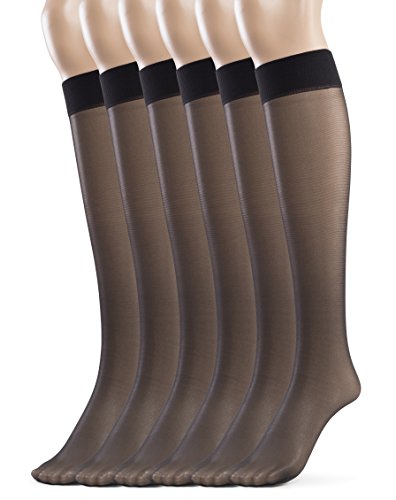 Silky ToesSheer Knee High Stockings for Women, 6 Pairs Nylon Trouser Socks