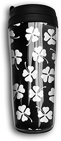 Funny Travel Mug Glass Humor Design Beautiful White Clover Pattren Trendy Coffee Cup