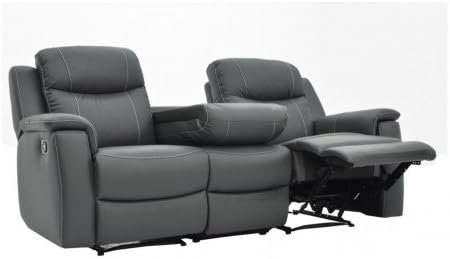 Canape 3 Places Relax Evasion En Cuir Gris Amazon Fr Cuisine