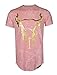 Screenshotbrand Mens Hipster Hip-Hop Premiun Tees - Stylish Longline Latest Fashion T-Shirts - Bull Print - Pink - Large