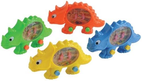 TwiceBooked Set of 4 Dinosaur Theme Handheld Push Button Water Game - Gift Pack of 4 - Green, Orange, Yellow and Blue