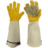 GLOSAV Cactus Garden Gloves (Real Thorn proof), Puncture Proof, Women & Men, Long Leather, Heavy Duty- Great for Gardening, Rose Pruning, Cacti Trimming, Weeding, Pull Thistle, Plant (Medium)