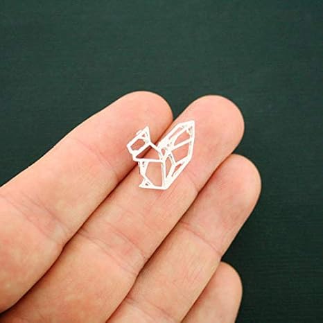 Amazoncom 4 Origami Squirrel Charms Silver Tone So Cute