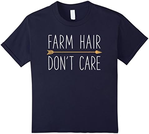 Kids Farm Hair Don't Care T Shirt Farming Farmer Farmhouse Tee 12 Navy