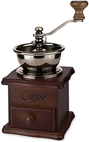 Narata Manual Ceramic Core Coffee Grinder with Hand Crank and Drawer, Solid Wood Body and Heavy Duty Steel Adjustable for Coarse to Fine Grind, Deep Brown
