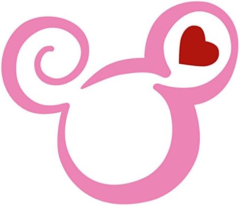 Mickey Mouse Two Color Tribal Swirl Tattoo Heart Vinyl Decal Sticker (MM-09) (5'' x 4.3'', Pink)