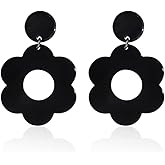 Acrylic 60s 70s Flower Dangle Earrings Daisy Drop Earrings Colorful Floral Earrings
