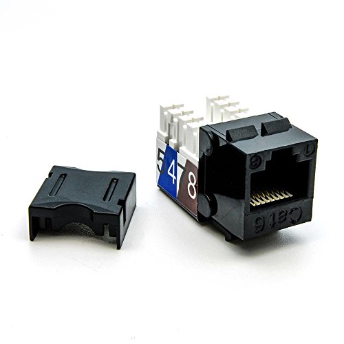 Beszin Cat.6 RJ45 110 Type Keystone Jack (10-Pack, Black)