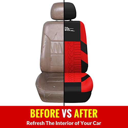 AUTOYOUTH Red Car Seat Covers Full Set, Front Bucket Seat Covers with