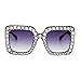 MEETSUN Elton Square Rhinestone Sunglasses | Oversized Bling sunglasses for Women with Diamond Bedazzled Frames | 70s Retro Style Beach Vacations & Disco Outfit-Grey Gradient Lens sunglasses