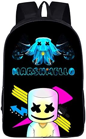 USAMYNA Boys Backpack for Students Marshmello Teens Bookbag Light Colorful Laptop Rucksack Fashion Schoolbag 16 Inch for Kids