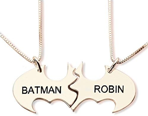 Personalized Batman Name Necklace Silver Name Necklace Set You Are My Superhero Best Friendship Jewelry