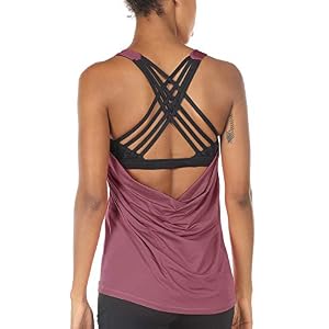 icyzone Yoga Tops Workouts Clothes Activewear Built in Bra Tank Tops for Women