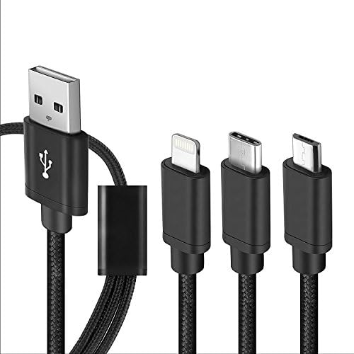 Eaanu Pebble 3-in-1 Nylon Braided Multiple Charging Cable with Type C Micro USB for for All Android and iOS Smartphones