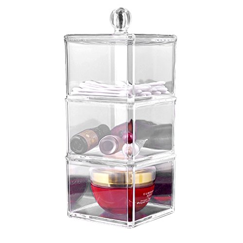 MVPOWER Clear Acrylic Cosmetic Organizer Display Stand Makeup Storage Box Drawers Case
