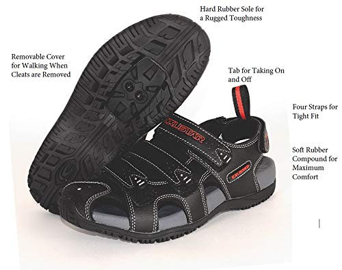 Exustar E-SS503 Bike Sandal, Black, 45/46 Euro or