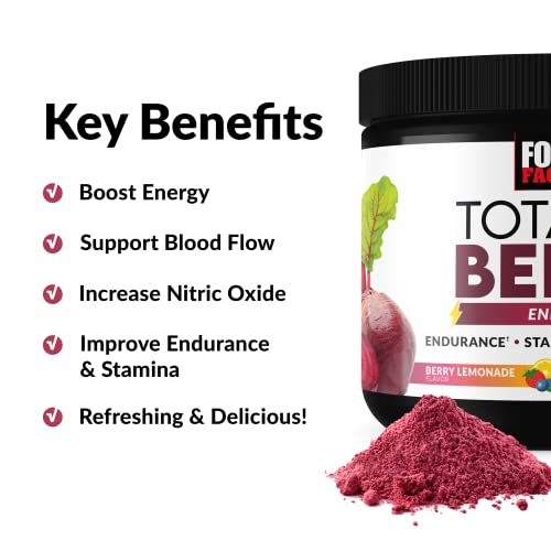 Total Beets Energy Drink Mix, Superfood Beet Root Powder with Nitrates
