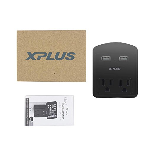 USB Wall Mount,XPLUS 2 USB Charging Ports (2.4A) & 2 AC Outlet Plugs, Surge-protected Power Socket Extender with Topside Phone Holders for iPhone, iPad and Others, ETL Certified - Thumbnail 7