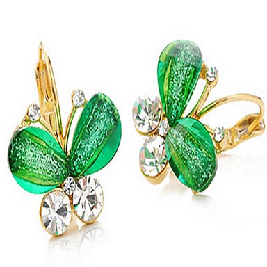 (1 Pc) Sweet Multicolor Crystal Stud Earrings Green