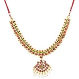 Khushi Purchase Women's Half Mango Themed Kempu Necklace (Regular) Multi-Colour