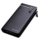 Doinshop Men Leather Card Cash Receipt Holder Organizer Bifold Wallet Purse (black)