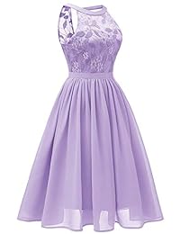 Vestido de fiesta para dama de honor de encaje sin mangas para mujer F10