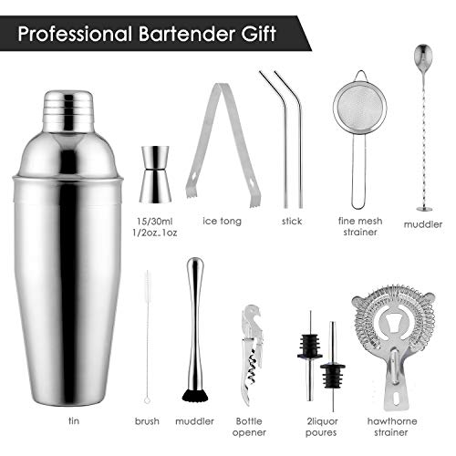 Cocktail-Set, Barzubehör, 13-teiliges Barzubehör-Set, Edelstahl, Cocktail-Set, perfekt als Weihnachtsgeschenk – Bild 5