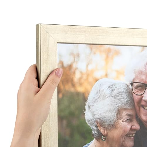 ArtToFrames 8x29 Inch Gold Picture Frame, This 1.25 Inch Custom MDF Poster Frame is Muted Prosecco Gold - Comes with Economy Acrylic and Corrugated Backing (2WOMBW26-1622-8x29)