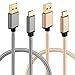 USB C Cable 3Ft, HI-CABLE Nylon Braided with Gold Plated Type C to USB A Cable Charger for LG G6 G5 V20, Samsung Galaxy S8 Plus, Google Pixel XL, Asus Zenfone 3, Moto Z Play, More (Gray/Gold) 2-Pack