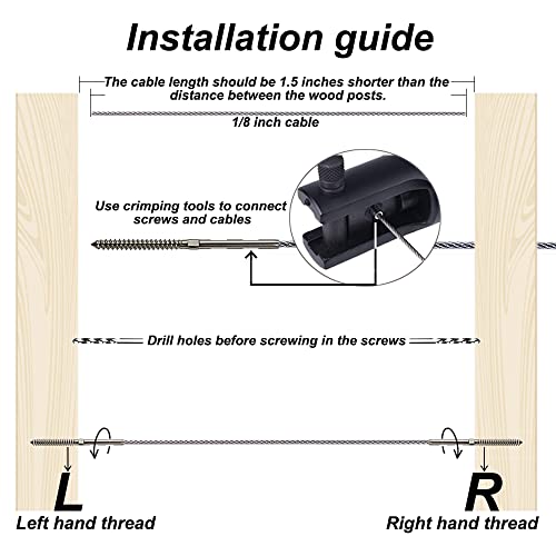 Lulultn 1/8 T316 Stainless Steel Cable Railing Hardware, System Kit