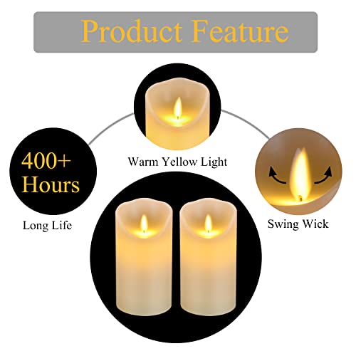 Vickiss Flameless Candles Battery Operated Candles Ivory Real Wax Pillar LED Candles with 10-Key Remote and Cycling 24 Hours Timer (2 Pack - 3.25\