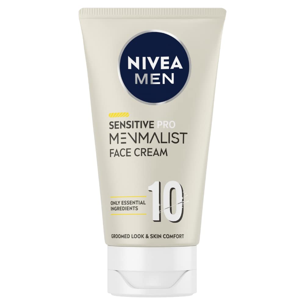 NIVEA MEN Sensitive Pro Menmalist Face Cream (75ml), 24H Moisturiser for Men, 10 Essential Ingredients to Soothe Skin, Gentle Men's Skin Care (Period after opening (PAO) 12 months)