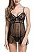 Avidlove Women Nightwear for Sexy Lace Babydoll Lingerie V-Neck Sleepwear Mesh Nightie Black Small