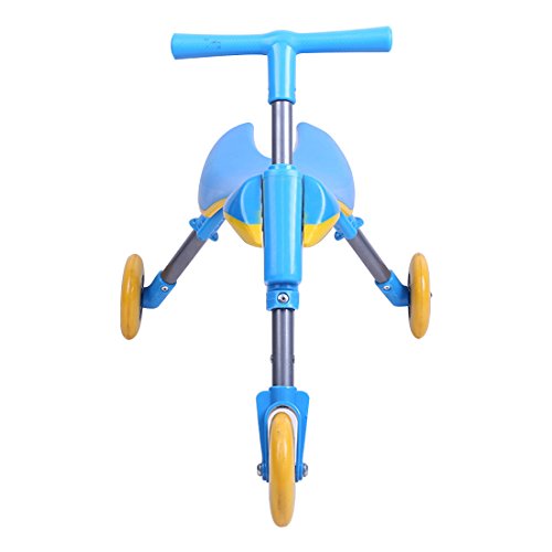 Freshday Toddlers Glide Tricycle for Indoor and Outdoor Use, Foldable Kids Fly Bike Trike Scooter, Non Scratch Wheels and No Assembly Required (Blue) - Thumbnail 2
