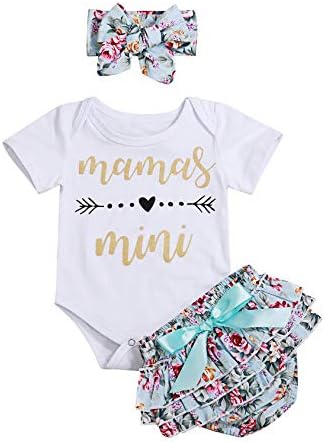 Newborn Baby Girl Summer Clothes Daddys Princess Romper Floral Shorts with Headband Bodysuit Outfit Sets