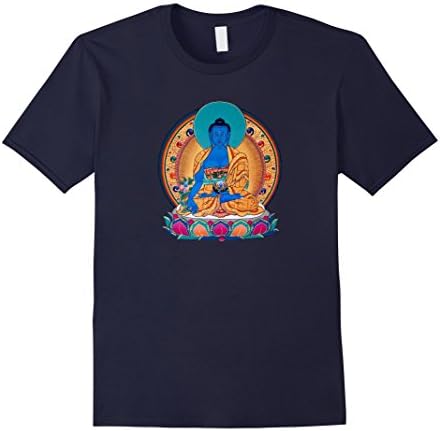 Mens Medicine Buddha Healing Mantra Tibetan Buddhist Yoga Shirt Large Navy