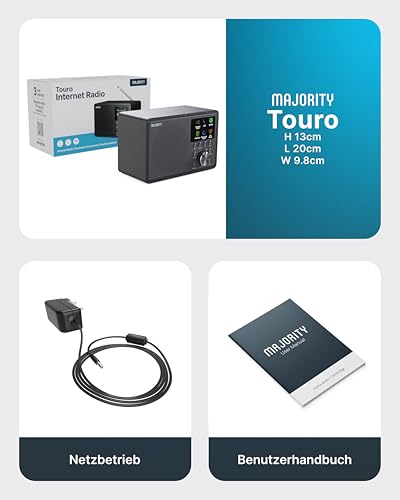 MAJORITY Touro Internet Radio WLAN DAB+ Radio with Bluetooth, DAB Plus Radio Kitchen Radio, Internet WLAN with DSP Speaker, Digital Radio, Frontier Oktiv App Control