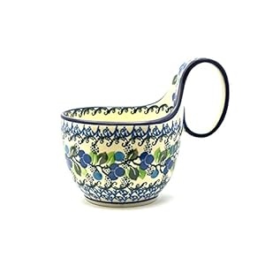 Polish Pottery Loop Handle Bowl – Blue Berries